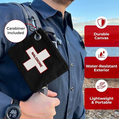 W WILKEN Canvas Bag for Overdose Kits - Holds All formulations of Naloxone Including Two Naloxone Nasal Spray and Accessories. Naloxone Nasal Spray Not Included (Blue, 1 Unit) in Saudi Arabia