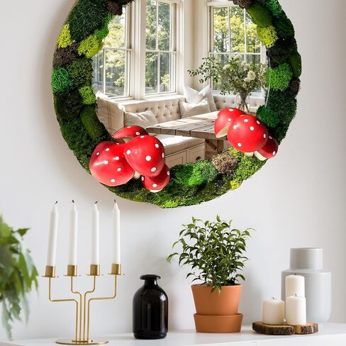 Lidy Mushroom Mirror Preserved Moss Decor - 11'' Handcrafted Decorative Mirror for Cottagecore Bedroom - Mushroom Decorations for Christmas & Nature Decor Lovers Gifts - Fairy Wall Decor Living Room in Saudi Arabia