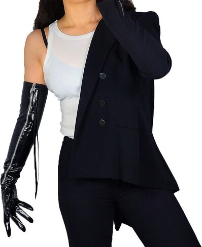 قفازات DooWay للسيدات من الجلد الصناعي من جلد الأوبرا مع أكمام جانبية وسحاب شاشة لمس باللون الأسود 24 بوصة in Kuwait