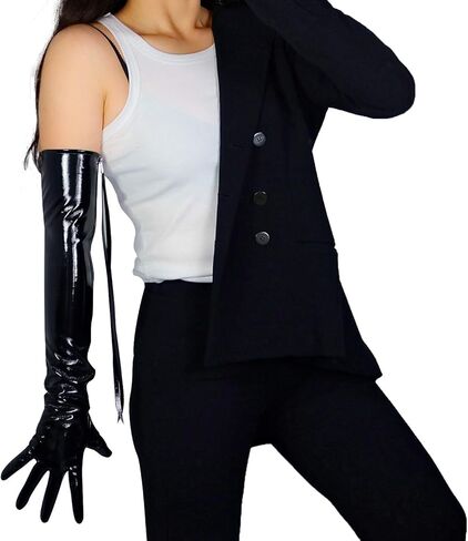 قفازات DooWay للسيدات من الجلد الصناعي من جلد الأوبرا مع أكمام جانبية وسحاب شاشة لمس باللون الأسود 24 بوصة in Kuwait