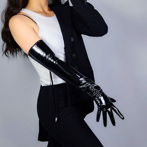 قفازات DooWay للسيدات من الجلد الصناعي من جلد الأوبرا مع أكمام جانبية وسحاب شاشة لمس باللون الأسود 24 بوصة in Kuwait