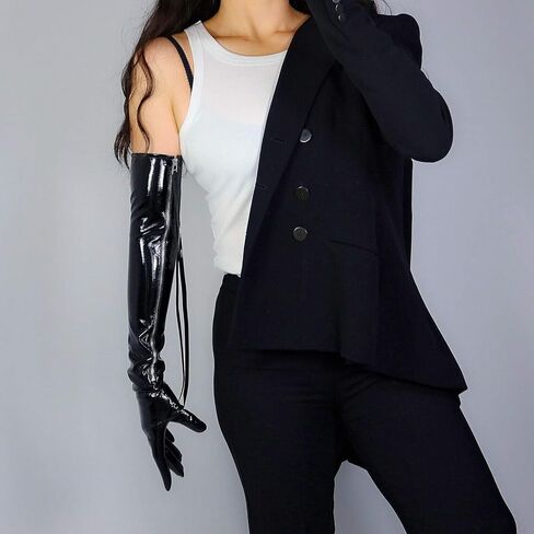 قفازات DooWay للسيدات من الجلد الصناعي من جلد الأوبرا مع أكمام جانبية وسحاب شاشة لمس باللون الأسود 24 بوصة in Kuwait