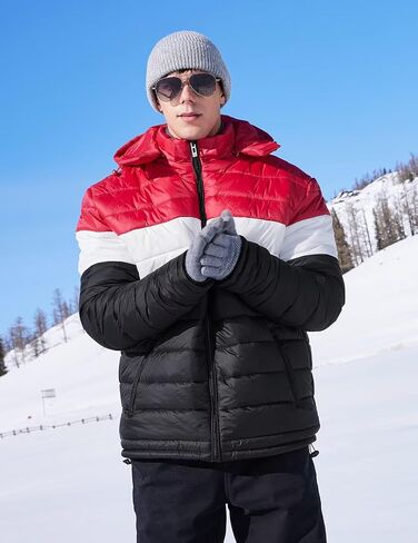BEST SOUTH Men's Winter Puffer Jacket Hooded Puffy Fleece Warm Lightweight Coat Outerwear Cold Weather Inkling Blue XX-Large in Saudi Arabia
