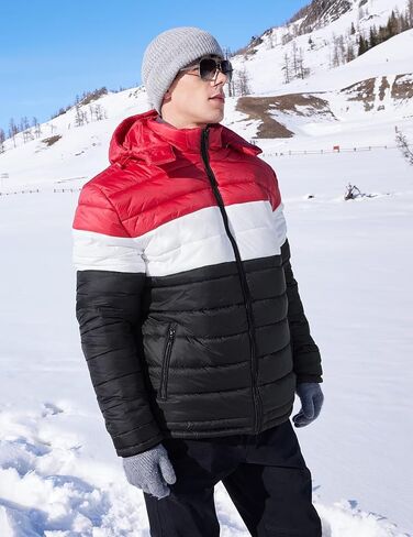 BEST SOUTH Men's Winter Puffer Jacket Hooded Puffy Fleece Warm Lightweight Coat Outerwear Cold Weather Inkling Blue XX-Large in Saudi Arabia