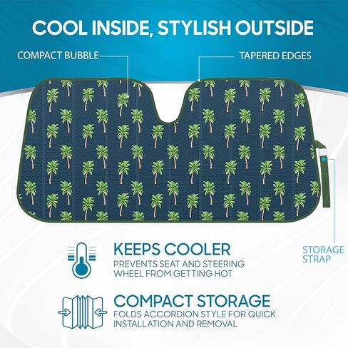 BDK Pastel Flowers Front Windshield Sunshade Accordion Folding Style Auto Shade for Cars Trucks SUVs Vans Blocks UV Rays Sun Visor Protector Easy Setup Keeps Your Vehicle Cool (58" x 27") in Kuwait