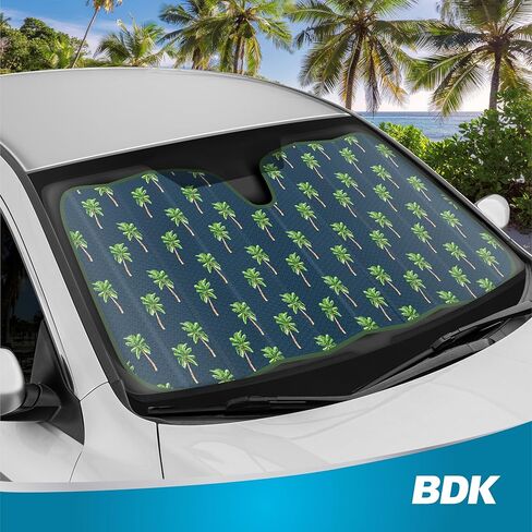 BDK Pastel Flowers Front Windshield Sunshade Accordion Folding Style Auto Shade for Cars Trucks SUVs Vans Blocks UV Rays Sun Visor Protector Easy Setup Keeps Your Vehicle Cool (58" x 27") in Kuwait