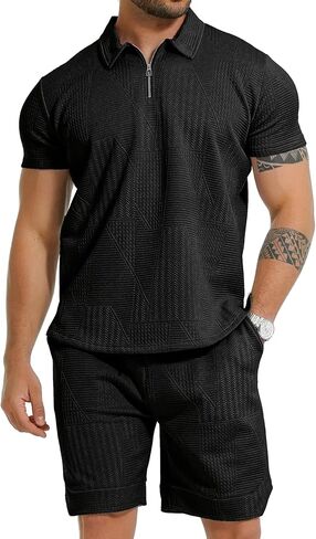 GYMELITE قميص بولو رجالي مجموعات قصيرة الأكمام رياضية 2 قطعة ملابس الصيف البريدي موضة بولو البدلة عادية تجريب قميص مجموعة in Kuwait