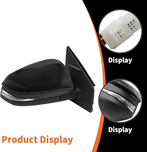 Right Passenger Side Mirror Assembly Compatible with RAV-Four 2013-2015 Textured Black Side Door Mirror with Power Adjustment Rearview Mirror Replace 87910-42B70 (3Pins Black) in Kuwait