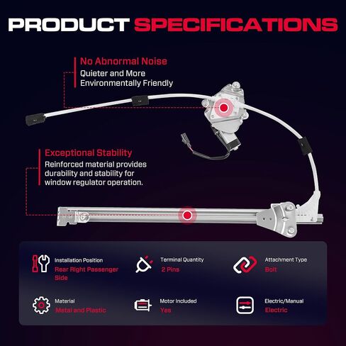 منظم نوافذ الطاقة لجانب السائق الأمامي مع محرك (2 دبابيس) مناسب لسيارة جيب ليبرتي KJ 2002-2006، 741-526 in Kuwait