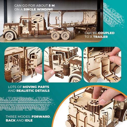 UGEARS Truck DIY Kit – Heavy Boy Truck Model Miniature Plywood DIY Model – Unique and Interesting Present Idea – VM-03 Truck Model with Driver Cabin – Ecological Wooden Model in Kuwait