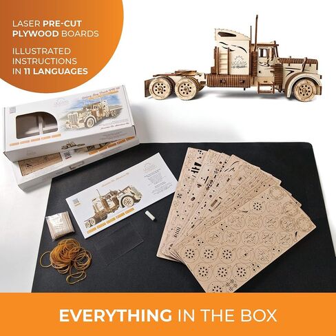 UGEARS Truck DIY Kit – Heavy Boy Truck Model Miniature Plywood DIY Model – Unique and Interesting Present Idea – VM-03 Truck Model with Driver Cabin – Ecological Wooden Model in Kuwait