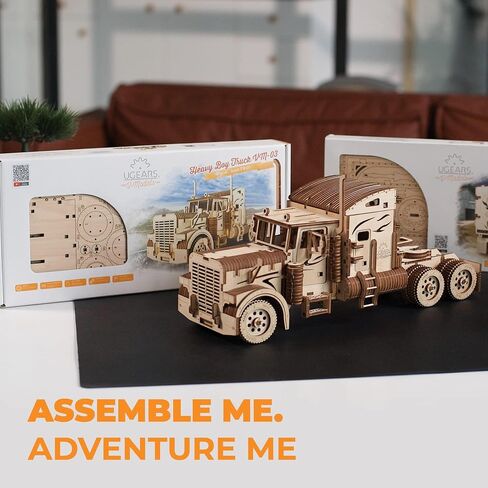 UGEARS Truck DIY Kit – Heavy Boy Truck Model Miniature Plywood DIY Model – Unique and Interesting Present Idea – VM-03 Truck Model with Driver Cabin – Ecological Wooden Model in Kuwait