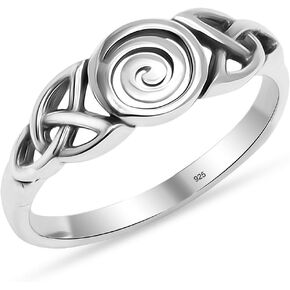 LeCalla 925 Sterling Silver Antique Rings for Women | Daisy Flower, Heart and Feather Ring Band | Vintage-Inspired Wedding Band Promise Ring | Ring Size 5-9No.