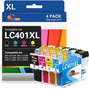 خراطيش حبر LC401 LC401XL للطابعة Brother خراطيش حبر LC401 للطابعة Brother MFC-J1010DW MFC-J1170DW MFC-J1012DW (أسود سماوي أرجواني أصفر 4-PK)
