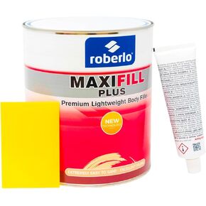 Maxifill Plus Premium Body Filler for Big Automotive Repairs & Best Spreadability, for Medium-Large Dents & Scratches, Use on Aluminum, Steel, Zinc, Galvanized & Fiberglass, 3L + Hardener