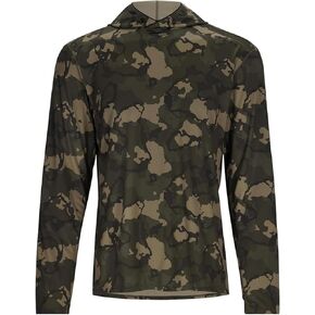 قميص Simms رجالي Bugstopper Solarflex 50+ UPF طويل الأكمام لصيد الأسماك مع ملابس طاردة للحشرات - Cinder/Regiment Camo Cinder - كبير