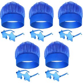 Vegove 5 Piece Hairy Costume Headbands Troll Crazy Hair & Kits, Spirit Day Party Supplies Halloween Costume Accessories