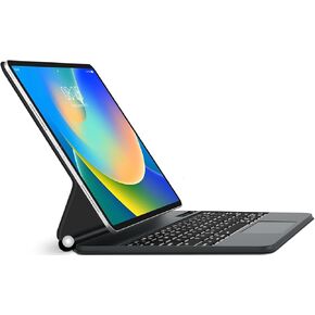حافظة iPad Pro 12.9 مع لوحة مفاتيح (الجيل السادس والخامس والرابع والثالث) - بإضاءة خلفية، لاسلكية، بلوتوث، قابلة للفصل - حافظة فوليو للوحة المفاتيح الذكية لجهاز iPad Pro 12.9 بوصة مع حامل أقلام (أزرق)