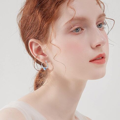 Mermaid Earrings 925 Sterling Silver Hypoallergenic Ocean Hoop Earrings Mermaid Jewelry Gifts for Women in Kuwait