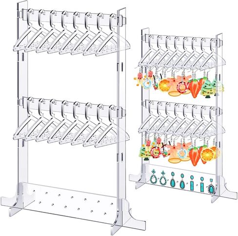 BBTO Earring Hangers Holder Organizer Mini Earring Necklace Coat Hanger Acrylic Rack Jewelry Stand Earring Display Stand for Women Ear Stud for Mother's Gift(Classical,Rainbow Color) in Saudi Arabia