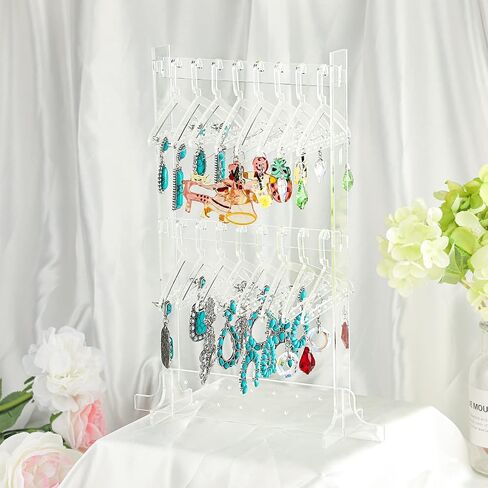 BBTO Earring Hangers Holder Organizer Mini Earring Necklace Coat Hanger Acrylic Rack Jewelry Stand Earring Display Stand for Women Ear Stud for Mother's Gift(Classical,Rainbow Color) in Saudi Arabia