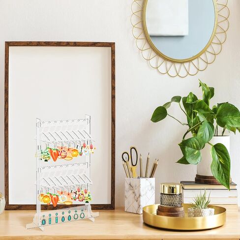 BBTO Earring Hangers Holder Organizer Mini Earring Necklace Coat Hanger Acrylic Rack Jewelry Stand Earring Display Stand for Women Ear Stud for Mother's Gift(Classical,Rainbow Color) in Saudi Arabia