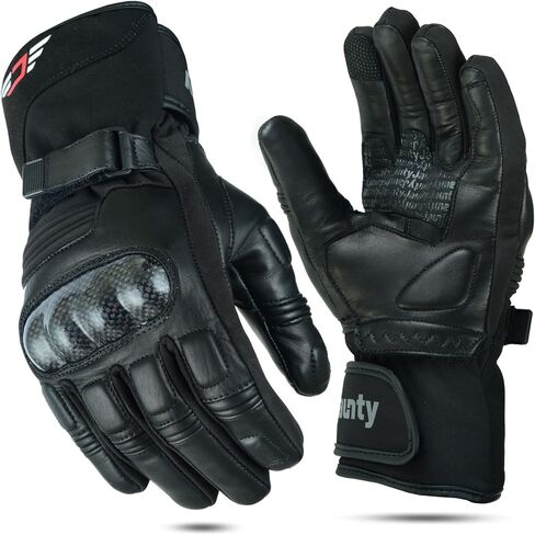 JAUNTY Winter Motorcycle Gloves for Men and Women Warm Thinsulate Waterproof Touchscreen Leather Riding Gloves with Carbon Fiber Knuckle ATV BMX Motocross Gloves for Riding Cycling Racing Black in Saudi Arabia
