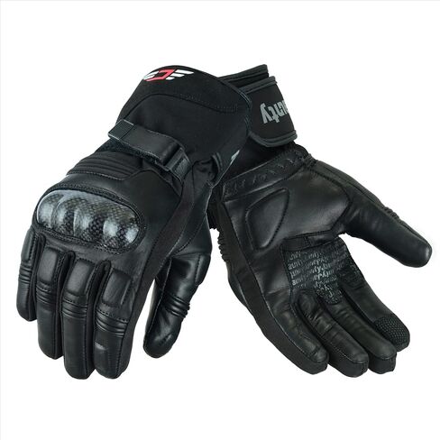JAUNTY Winter Motorcycle Gloves for Men and Women Warm Thinsulate Waterproof Touchscreen Leather Riding Gloves with Carbon Fiber Knuckle ATV BMX Motocross Gloves for Riding Cycling Racing Black in Saudi Arabia