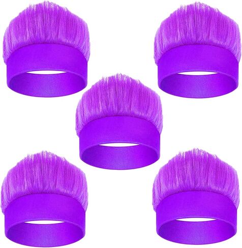 Vegove 5 Piece Hairy Costume Headbands Troll Crazy Hair & Kits, Spirit Day Party Supplies Halloween Costume Accessories in Kuwait