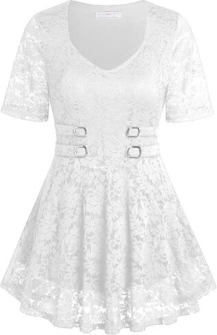 ROSE GAL Women's Plus Size Tunic V Neck Top Curve Floral Lace Blouse A-Line Swing T Shirt in Kuwait