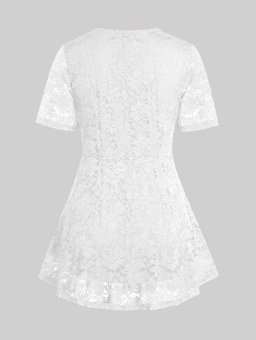 ROSE GAL Women's Plus Size Tunic V Neck Top Curve Floral Lace Blouse A-Line Swing T Shirt in Kuwait