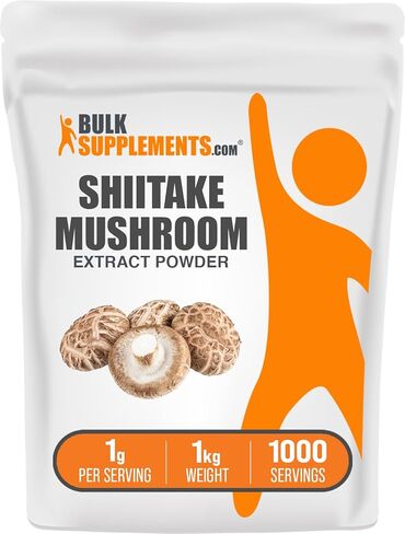 BulkSupplements.com Shiitake Mushroom Extract Powder - Shiitake Mushroom Supplement, Shiitake Mushroom Powder - Gluten Free, 1000mg per Serving, 250g (8.8 oz) (Pack of 1) in Kuwait