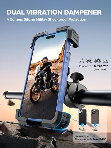 Motorcycle Phone Mount, [150mph Wind Anti-Shake][7.2inch Big Phone Friendly] Bike Phone Holder for Bicycle, [5s Easy Install] Handlebar Phone Mount (Yellow) in Saudi Arabia