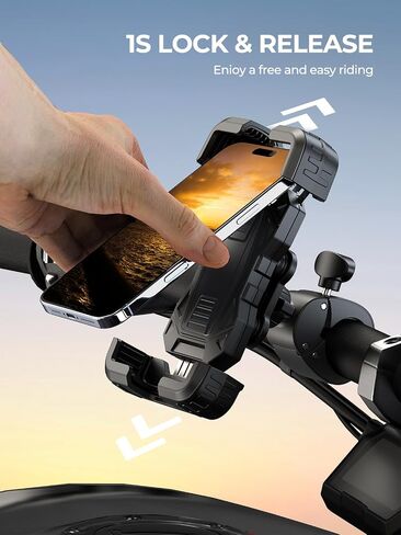Motorcycle Phone Mount, [150mph Wind Anti-Shake][7.2inch Big Phone Friendly] Bike Phone Holder for Bicycle, [5s Easy Install] Handlebar Phone Mount (Yellow) in Saudi Arabia