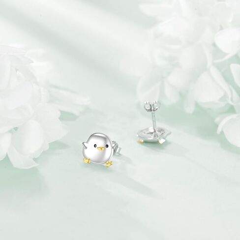 Duck/Dog/Penguin/Chicken/Highland Cow/Ladybug/Crab/Bee/Owl/Octopus/Bat/Dragonfly Earrings 925 Sterling Silver Paw Print Stud Earrings Cute Animal Jewelry Gifts For Women Friend in Kuwait