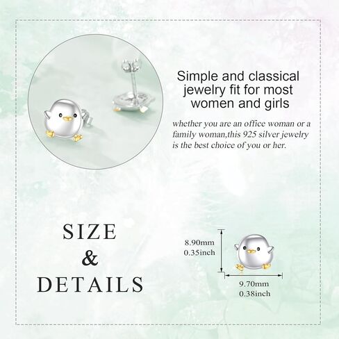 Duck/Dog/Penguin/Chicken/Highland Cow/Ladybug/Crab/Bee/Owl/Octopus/Bat/Dragonfly Earrings 925 Sterling Silver Paw Print Stud Earrings Cute Animal Jewelry Gifts For Women Friend in Kuwait