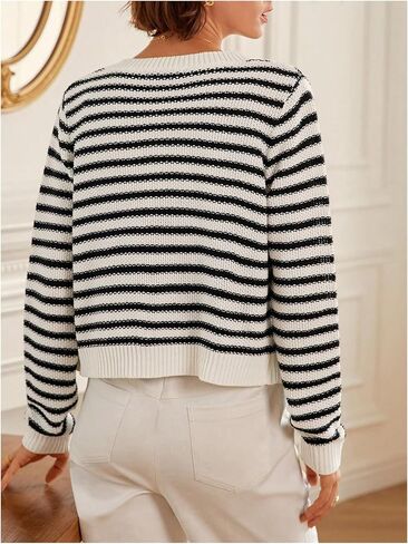 GORGLITTER Women's Contrast Binding Plaid Button Down Sweater Cardigan Color Block Long Sleeve Sweaters Outerwear in Saudi Arabia