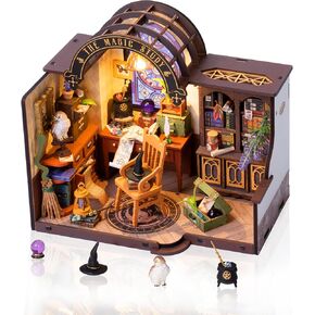 Rowood DIY Miniature House Kit، مجموعات بيت الدمى المصغرة للبالغين، منمنمات شارع مايبيري، مجموعات حرفية منزلية صغيرة مع LED، ديكور منزلي فكرة عيد ميلاد - بيت حلوى قوس قزح
