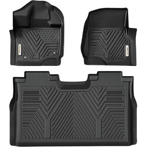 YITAMOTOR Floor Mats Compatible with F250/F350, Custom Fit Floor Liners for 2017-2024 Ford F-250/F-350 SuperCrew Cab, 1st & 2nd Row All Weather Protection