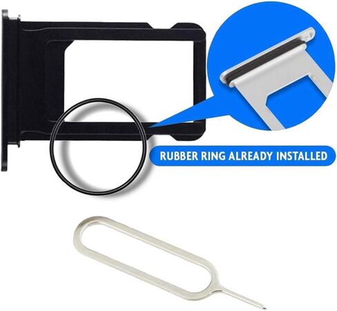 استبدال حامل صينية فتحة بطاقة SIM MMOBIEL متوافق مع iPhone X - 5.8 بوصة - 2017 - متضمن. حشية مطاطية ودبوس Sim - أسود in Kuwait