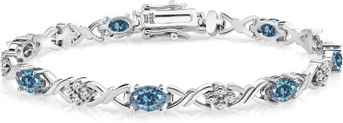 Gem Stone King 925 Sterling Silver London Blue Topaz Tennis Bracelet For Women (4.80 Cttw, Gemstone November Birthstone, Oval 6X4MM, 7 Inch) in Saudi Arabia