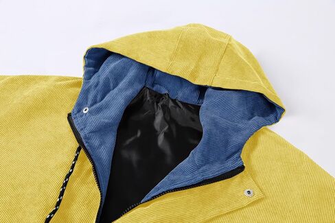 Betusline Men's Retro Long Sleeve Color Block Corduroy Jacket with Hood, XS-3XL in Saudi Arabia