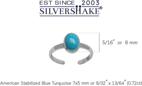 Silvershake 7x5mm Cabochon Stone 925 Sterling Silver Adjustable Toe or Knuckle Ring Jewelry for Women or Teens in Saudi Arabia