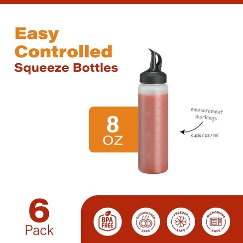 4 عبوات من زجاجات ضغط البهارات 32 أونصة - زجاجات صلصة سهلة الصب مع غطاء مانع للتسرب، زجاجات ضغط بلاستيكية للصلصات وزجاجات البهارات وحاويات البهارات in Kuwait