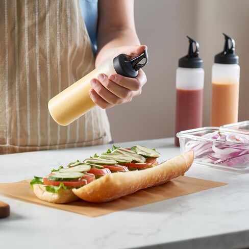 4 عبوات من زجاجات ضغط البهارات 32 أونصة - زجاجات صلصة سهلة الصب مع غطاء مانع للتسرب، زجاجات ضغط بلاستيكية للصلصات وزجاجات البهارات وحاويات البهارات in Kuwait