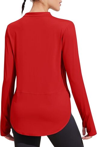 قمصان اليوغا الرياضية للسيدات من PINSPARK بأكمام طويلة ورقبة على شكل حرف V مع فتحات للإبهام، قمصان رياضية سريعة الجفاف وفضفاضة in Kuwait