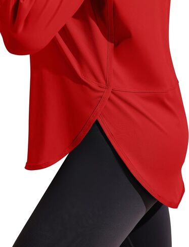 قمصان اليوغا الرياضية للسيدات من PINSPARK بأكمام طويلة ورقبة على شكل حرف V مع فتحات للإبهام، قمصان رياضية سريعة الجفاف وفضفاضة in Kuwait