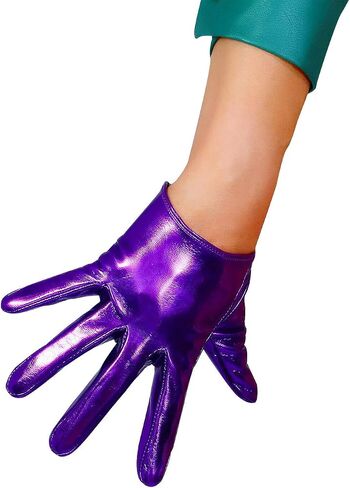 DooWay Black Latex Women Short Gloves 6" 16cm Shine PU Leather Faux Patent Everyday Fashion Warm Gloves in Kuwait