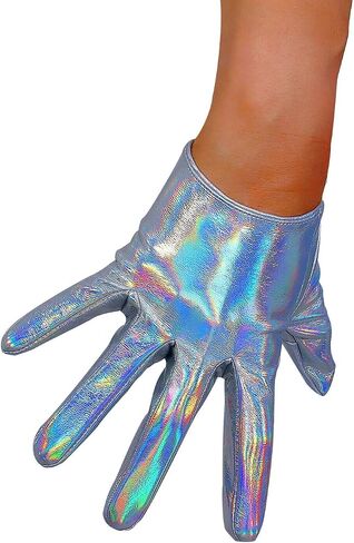 DooWay Black Latex Women Short Gloves 6" 16cm Shine PU Leather Faux Patent Everyday Fashion Warm Gloves in Kuwait