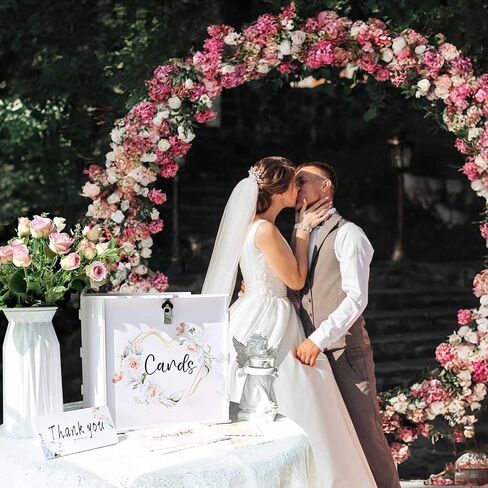 White Wedding Card Box with Lock, Elegant PVC Wedding Gift Card Box with Rose Printing, DIY Wedding Money Envelope Card Receiving Box for Graduation Bridal Shower Birthday Party Decorations in Kuwait